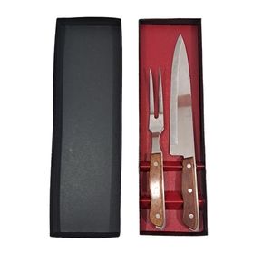 Vintage Maxam Stainless Steel Kitchen Carving Knife And Fork Set With Box Japan